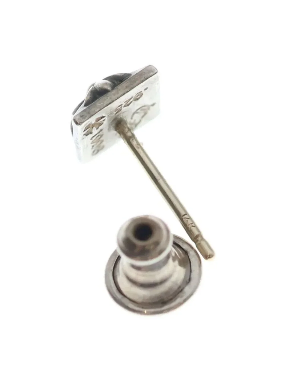 Chrome Hearts Pyramid Plus Stud Earrings 925 14k Silver